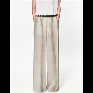 Zara Woman Chiffon snake print wide leg pants